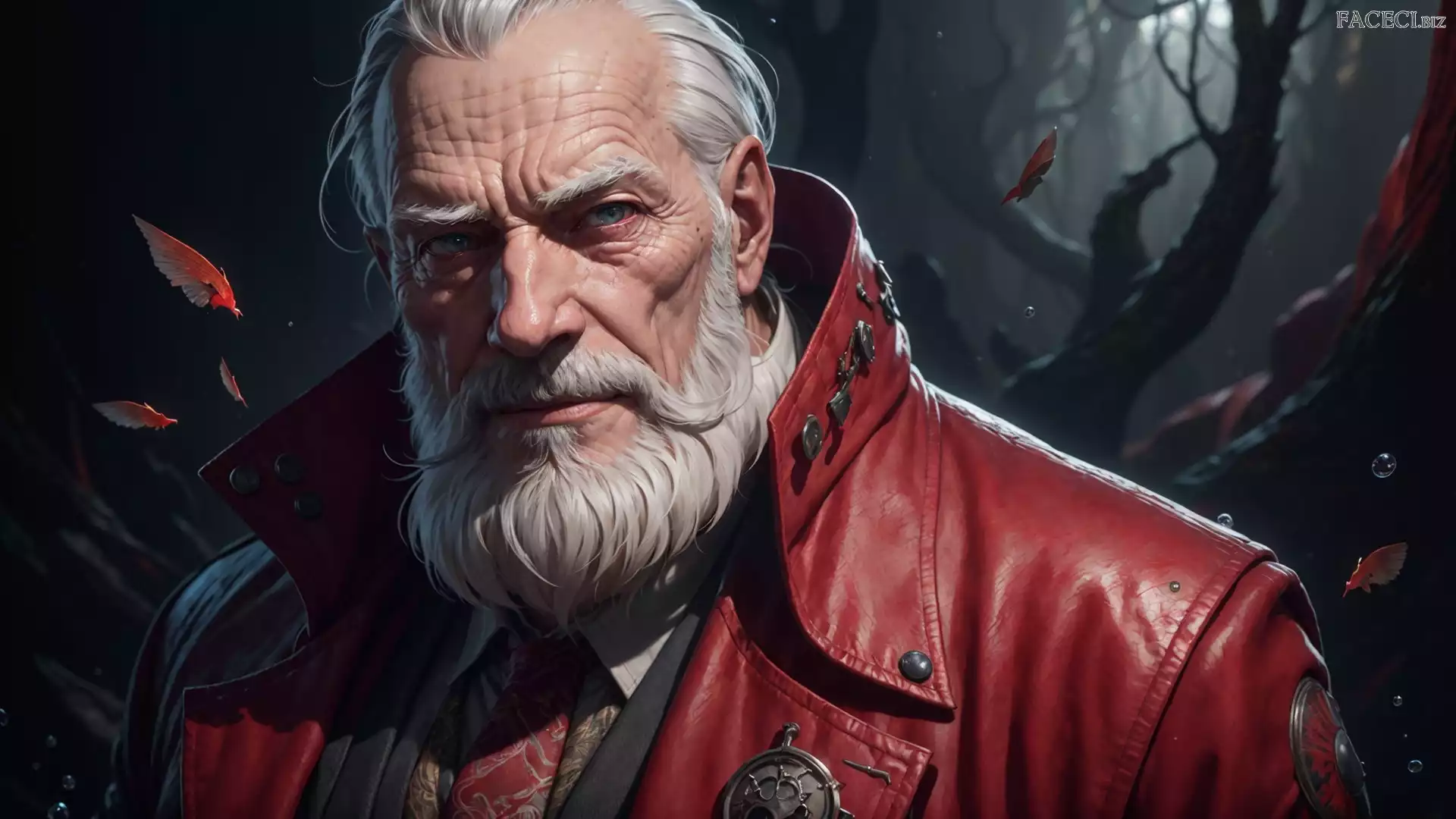 Skórzana, Czerwona, Kurtka, Mężczyzna, Broda